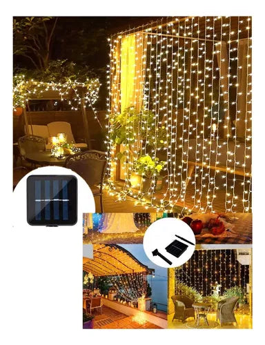 LUCES LED DECORATIVA CON PANEL SOLAR 25 M - DORADO