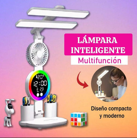 LÁMPARA DE ESCRITORIO CON LUZ LED Y VENTILADOR